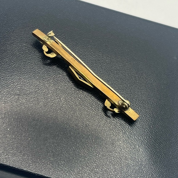 Victorian gold tone purple glass stone vintage bar brooch pin c clasp antique - Picture 4 of 15